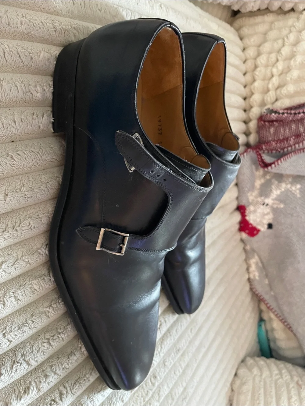 Magnanni Black Leather Double Monk Strap Oxfords